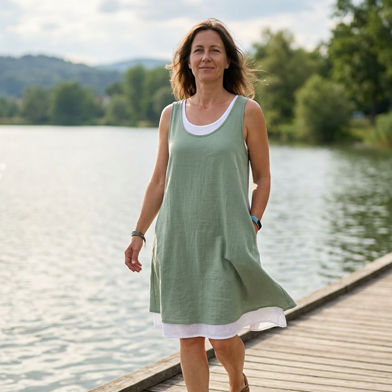 ✨¡Nuevo! Vestido veraniego de capas sin tirantes -   ¡Ahorra un 50% ahora!