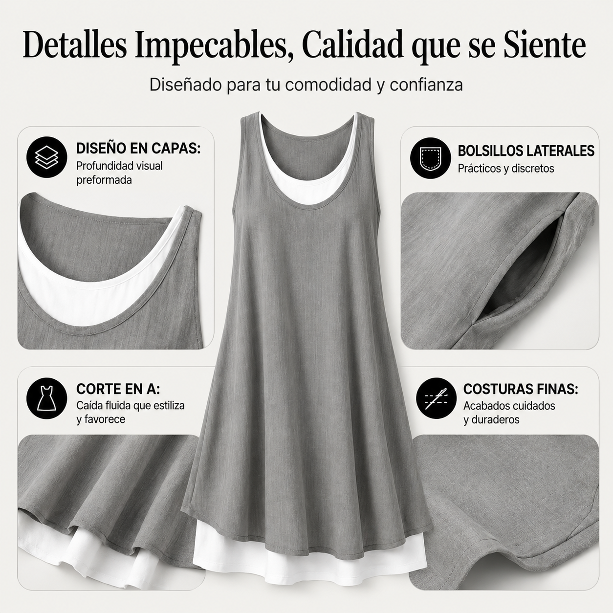 ✨¡Nuevo! Vestido veraniego de capas sin tirantes -   ¡Ahorra un 50% ahora!